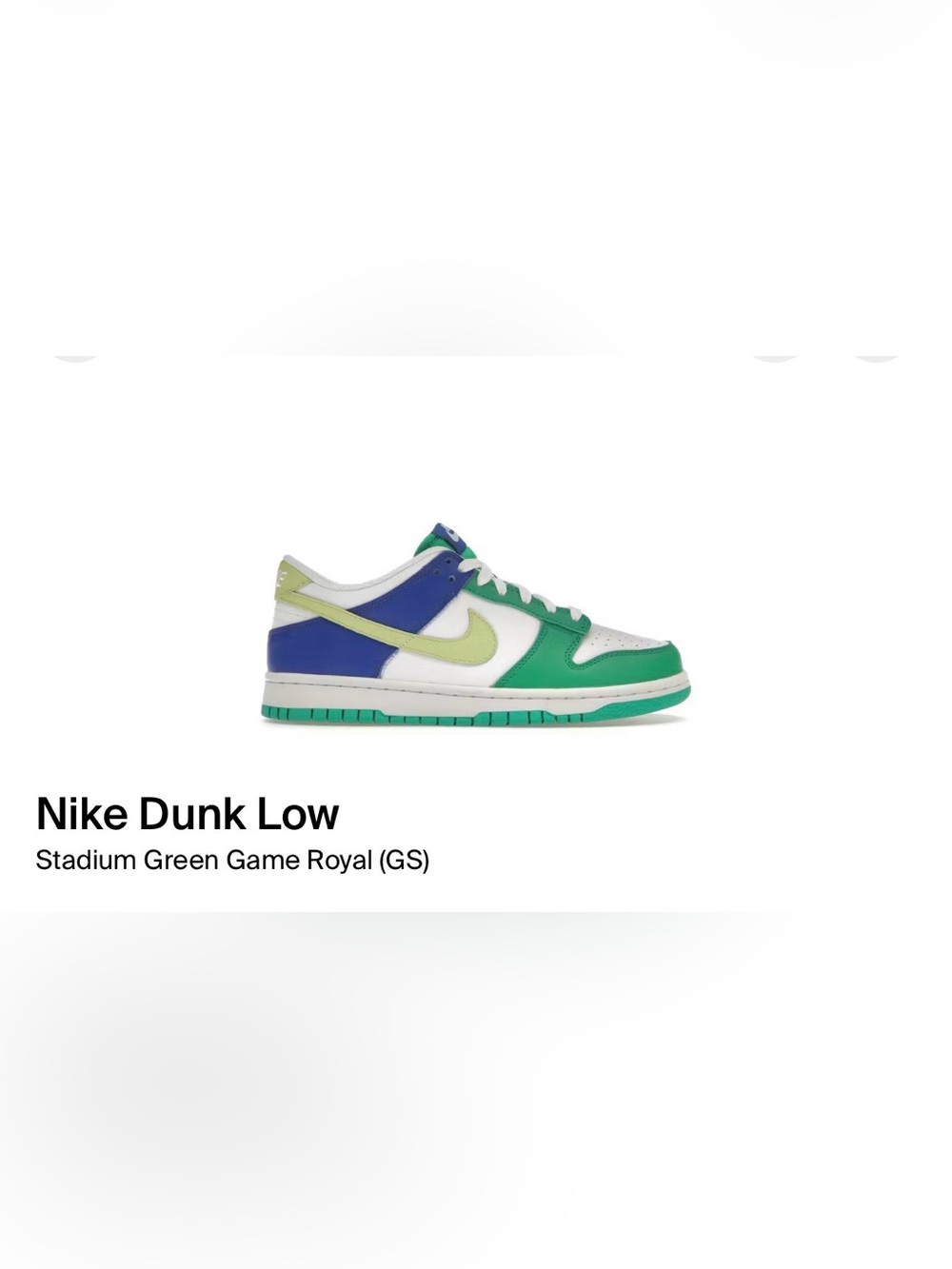 Nike Kids Dunk Low in Green, Blue & White